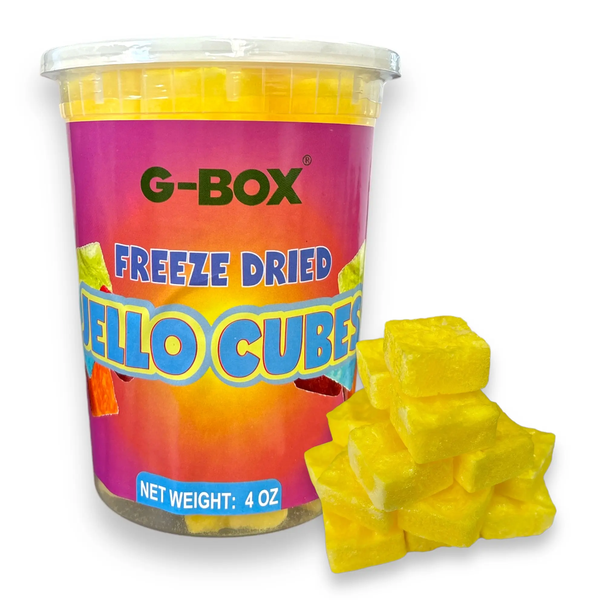 G-Box Freeze Dried Jello Cubes Lemon Flavor - USA-Made Freeze-Dried Candy Snack Sweet