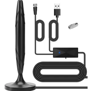 Camkey Indoor TV Antenna - with Amplifier Signal Booster, Supports 4K and1080P Resolution, 120 Miles Range, VHF and UHF Frequency