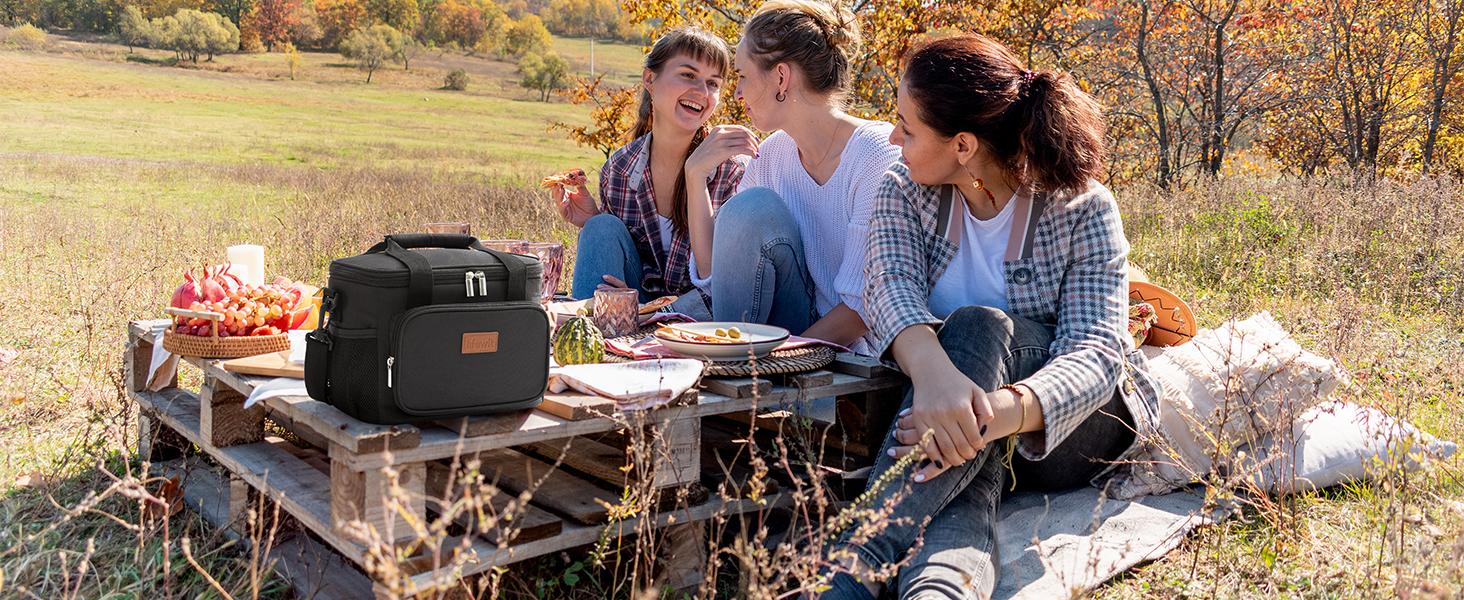 Lifewit Large Lunch Bag Insulated Lunch Box Soft Cooler Cooling Tote for Adult Men Women, Black