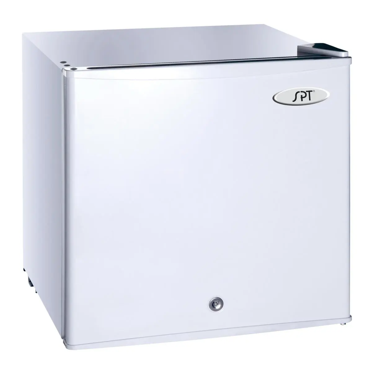 SPT 1.1 cu. ft. Energy Star Freestanding Freezer - White Upright Model with Lock and Key, Space-Saving Design, Convenient Handle, Adjustable Temp, Flush Back, 19.375 h x 18.5 w x 17.5 d in