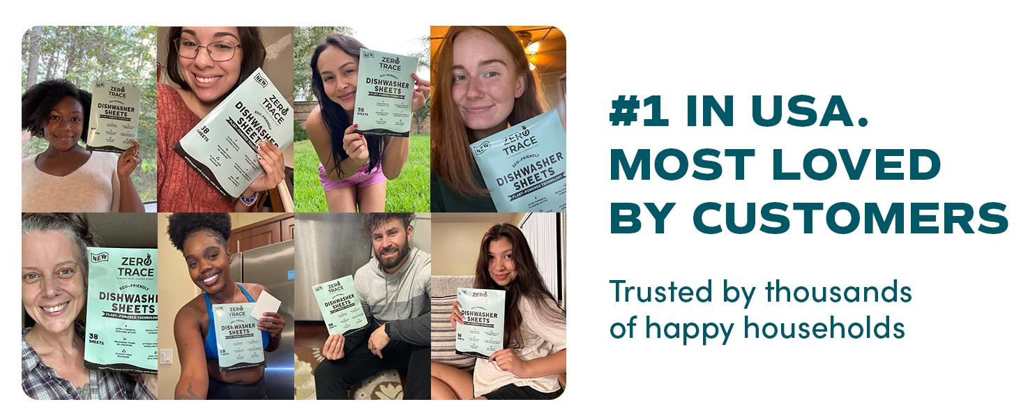 Zero Trace Dishwasher Detergent Lemon Burst - Eco-Friendly Sheets for Dish Washing - Plant Powered Technology - More Efficient than Dishwasher Pods or Tablets (38 Sheets) Cleaner Cleaning