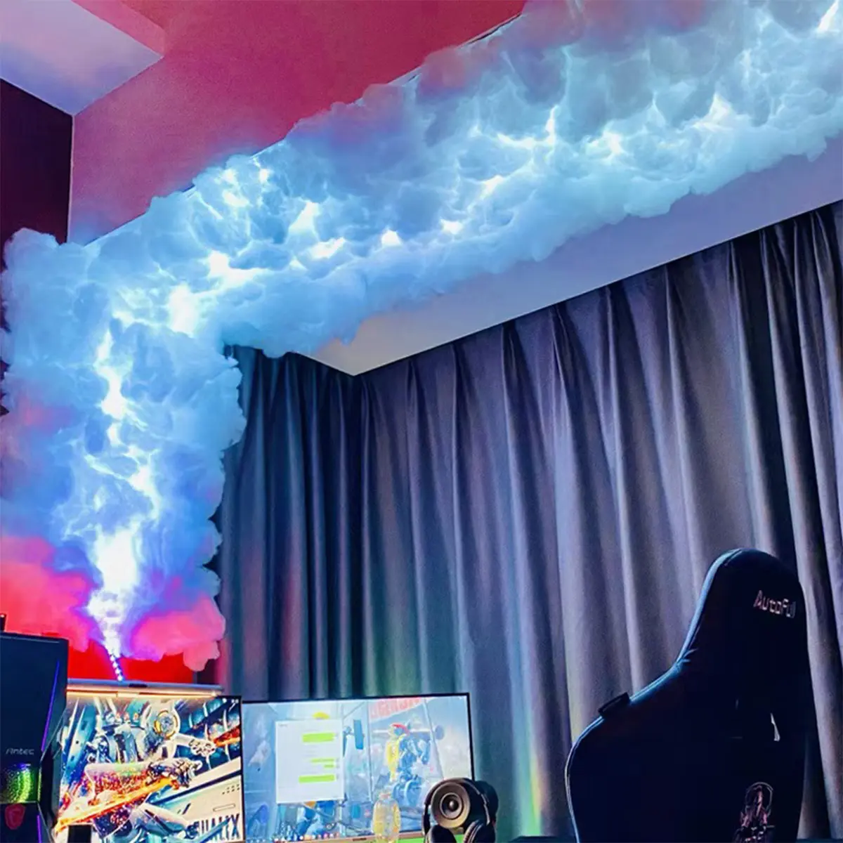 3D Thundercloud LED Light Cotton Lightning Cloud Colorful Atmosphere Night Light, DIY Creative Cloud Lights Gaming Room Garage Club Bar dj Party Light,