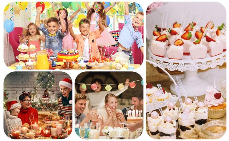 5oz Crystal Plastic Dessert Cups with Lids & Spoons - Disposable Square Parfait Cups for Mousse, Tiramisu, Pudding, Party & Catering