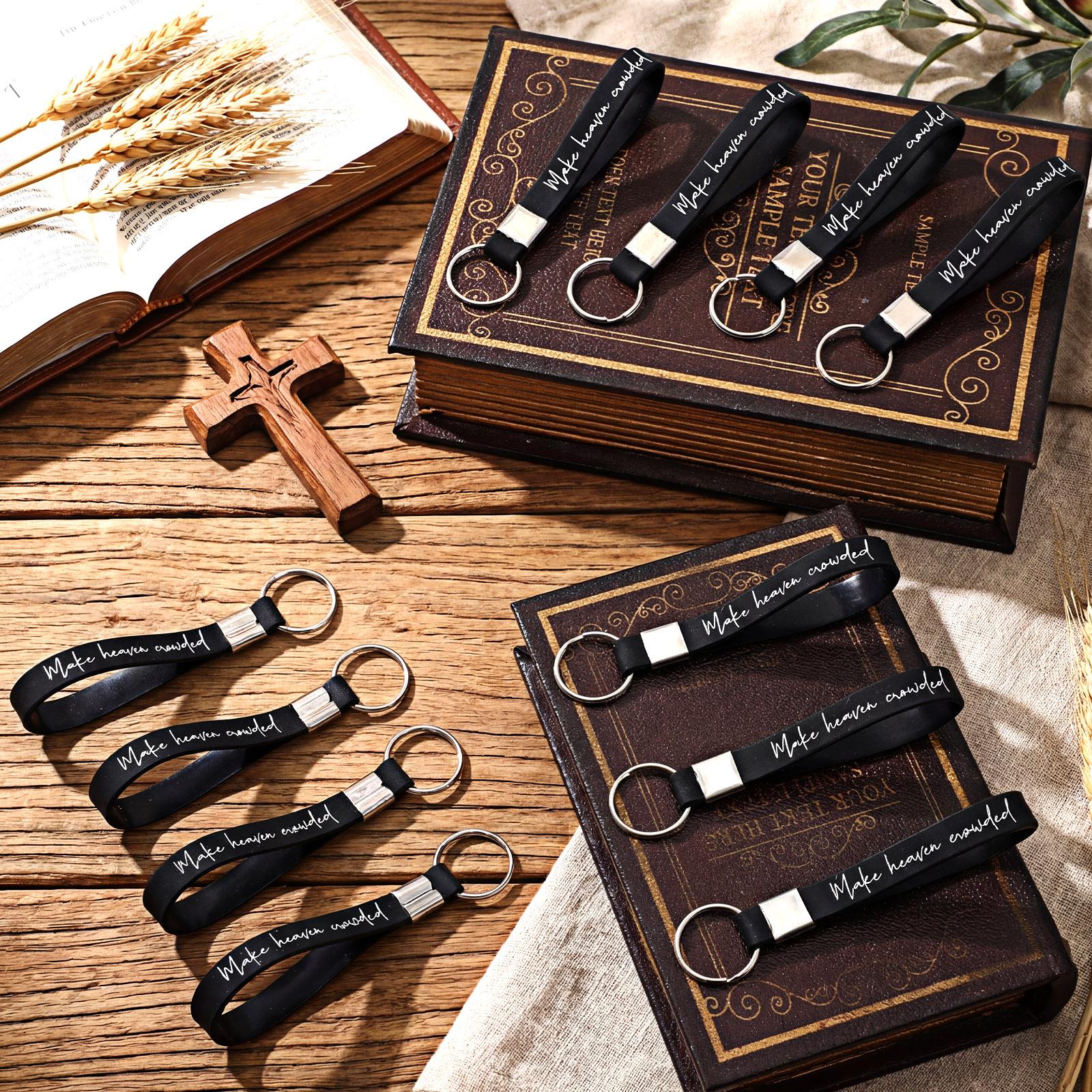 24 Set Easter Make Heaven Crowded Keychains with Inspirational Card Christian Trendy Keychains Wristlet Bible Verse Keychain for Family Friends Church Pastor Clergy Easter Gift Easter Basket Stuffers Fillers