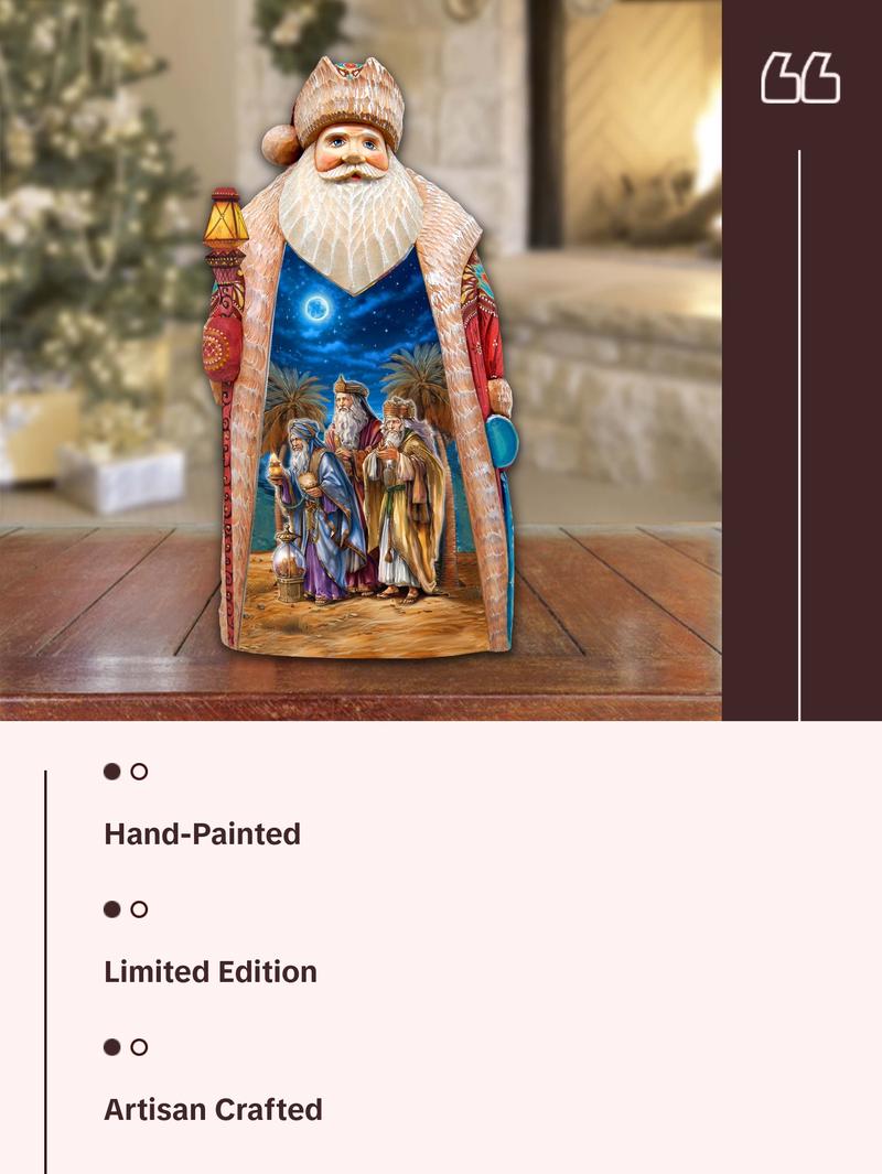 Three Kings Journey Santa Hand-Painted WOODCARVED Masterpiece by G. DeBrekht - Nativity Holiday Decor - 210234SE Three Kings Journey Santa Hand-Painted WOODCARVED Masterpiece by G. DeBrekht - Nativity Holiday Decor - 210234SE