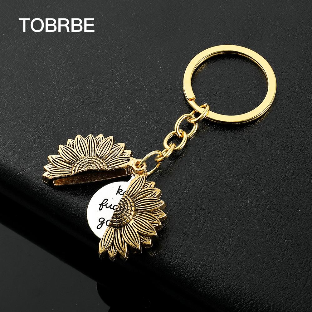 Sunflower Keychain Inspirational Gifts for Women Men Birthday valentines Gifts for Best Friend Student Graduation - Keep Fucking Going Keychain