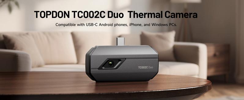 TOPDON TC002C Duo Thermal Camera, Thermal Imager, Compatible with Any USB-C iPhone, iPad & Android Device, 512 x 384 Super Resolution, 256 x 192 IR Resolution