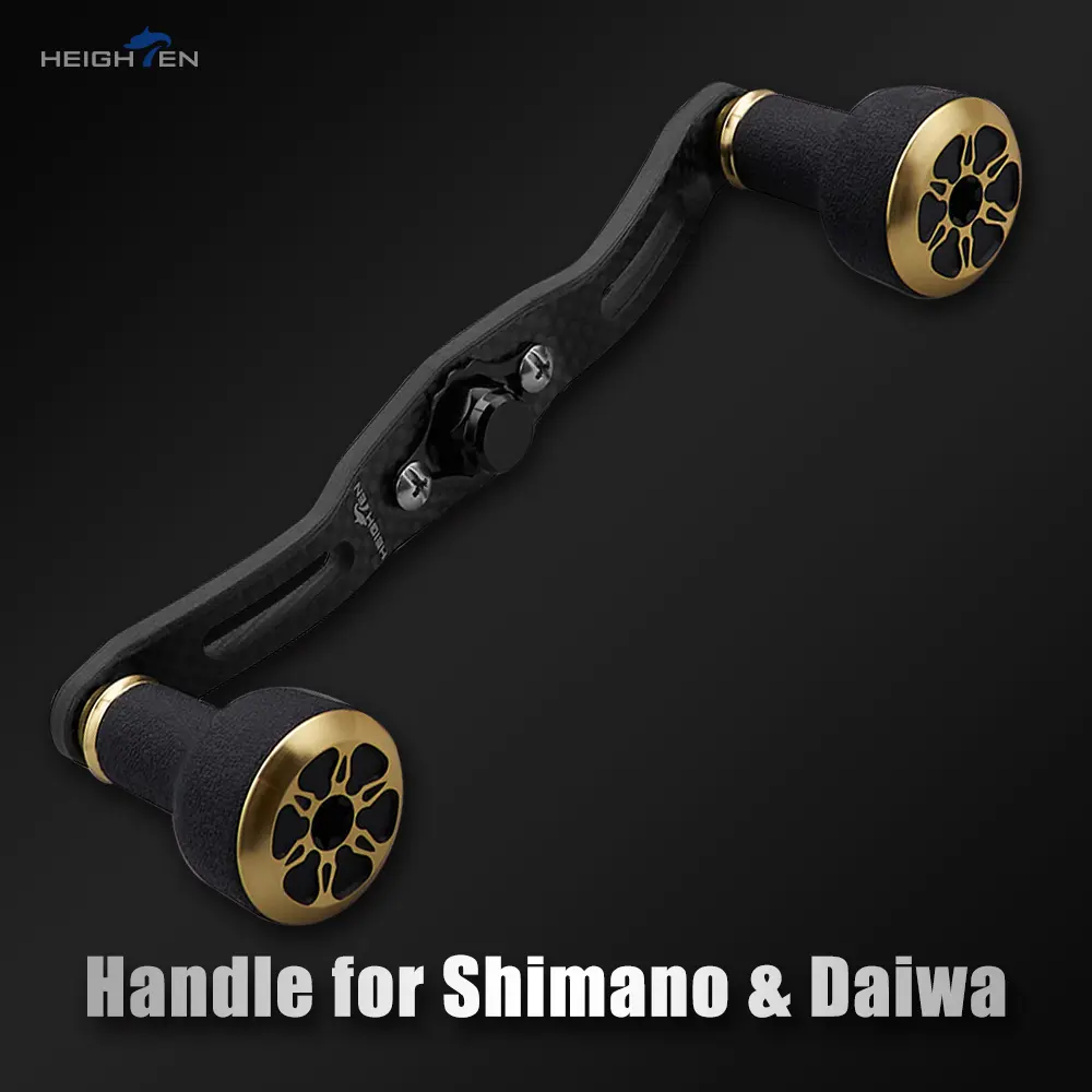 Heightened Carbon Fiber Dual Handle Fishing Accessories - Secure Grip, 2 Sizes, 110mm/120mm Spindle Distance, 24mm TPE Knob Set for Shimano, Daiwa, Abu Garcia Baitcasting Reels Replacement