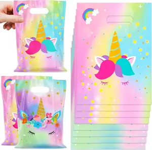 50Pcs Unicorn Party Favor Bags Rainbow Horse Gift Bag for Cartoon Birthday Favor Treat Goodie Candy Colorful Horse Birthday Party Supplies