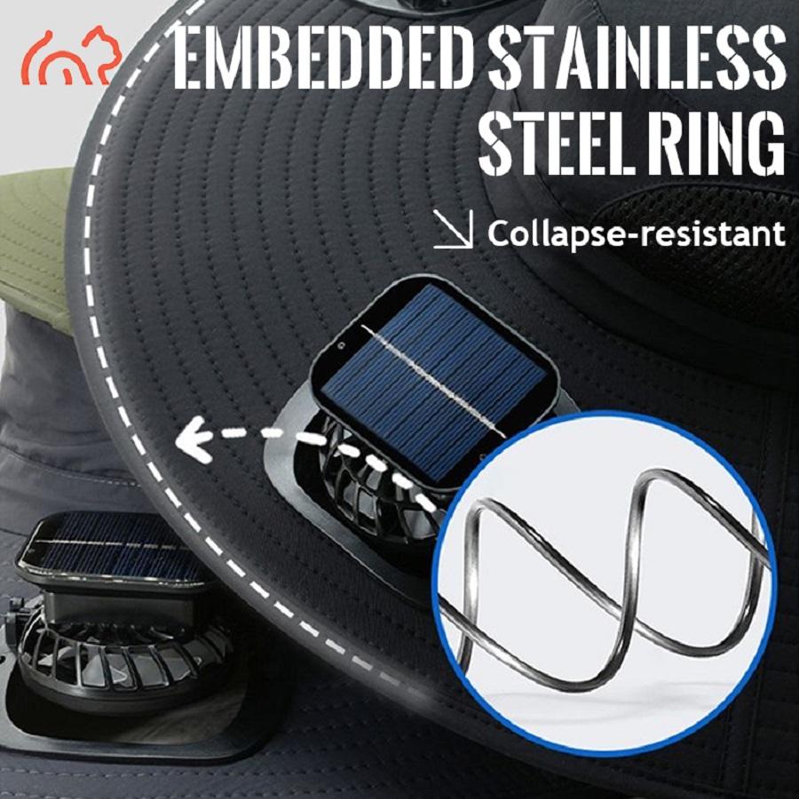 Wide eave solar fan outdoor fishing hat 2 solar fan men's hats with built-in solar fan fishing hat men's fan hat, thermal sensitive worker, lightweight headwear, adjustable hat, reinforced stitching, high-quality textile, cooling hood, summer traveler