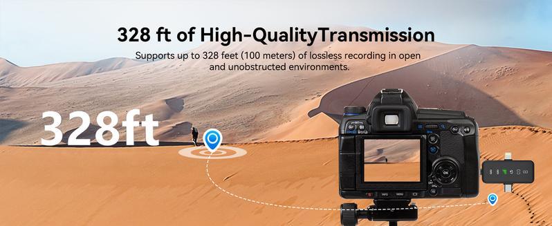 3 in 1 Microphone for iPhone/Android/Camera, 2-Pack Wireless Lavalier MicrophoneWireless Lavalier Microphone, 328ft Transmission, 18H Battery Life, Mini Microphone for Record Interview, Vlogs, YouTube, Tiktok Smartphone Audio