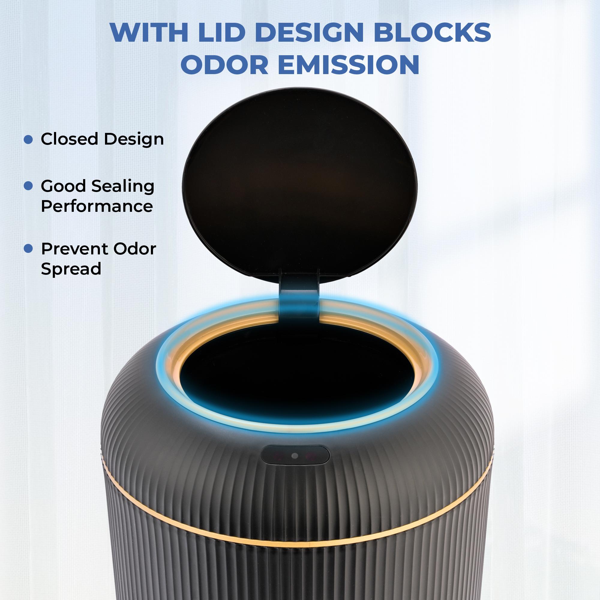 Pukomc Motion Sensor Trash Can with Lid, Touchless Waterproof Garbage Bins for Kitchen, Bathroom, Bedroom, Living Room, Office, Outdoor (Black) Automatic Dustbin