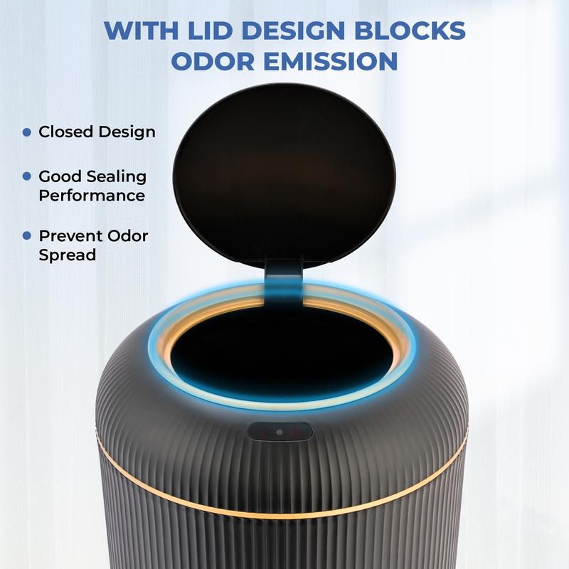 Pukomc Motion Sensor Trash Can with Lid, Touchless Waterproof Garbage Bins for Kitchen, Bathroom, Bedroom, Living Room, Office, Outdoor (Black) Pukomc Motion Sensor Trash Can with Lid, Touchless Waterproof Garbage Bins for Kitchen, Bathroom, Bedroom, Living Room, Office, Outdoor (Black)