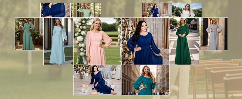 Ever-Pretty【Plus size】curvy dress , Fall Long Sleeve Chiffon A-Line Empire Waist Formal Dress – Graceful for Weddings & Evening Dress 0106B Ever-Pretty【Plus size】curvy dress , Fall Long Sleeve Chiffon A-Line Empire Waist Formal Dress – Graceful for Weddings & Evening Dress 0106B