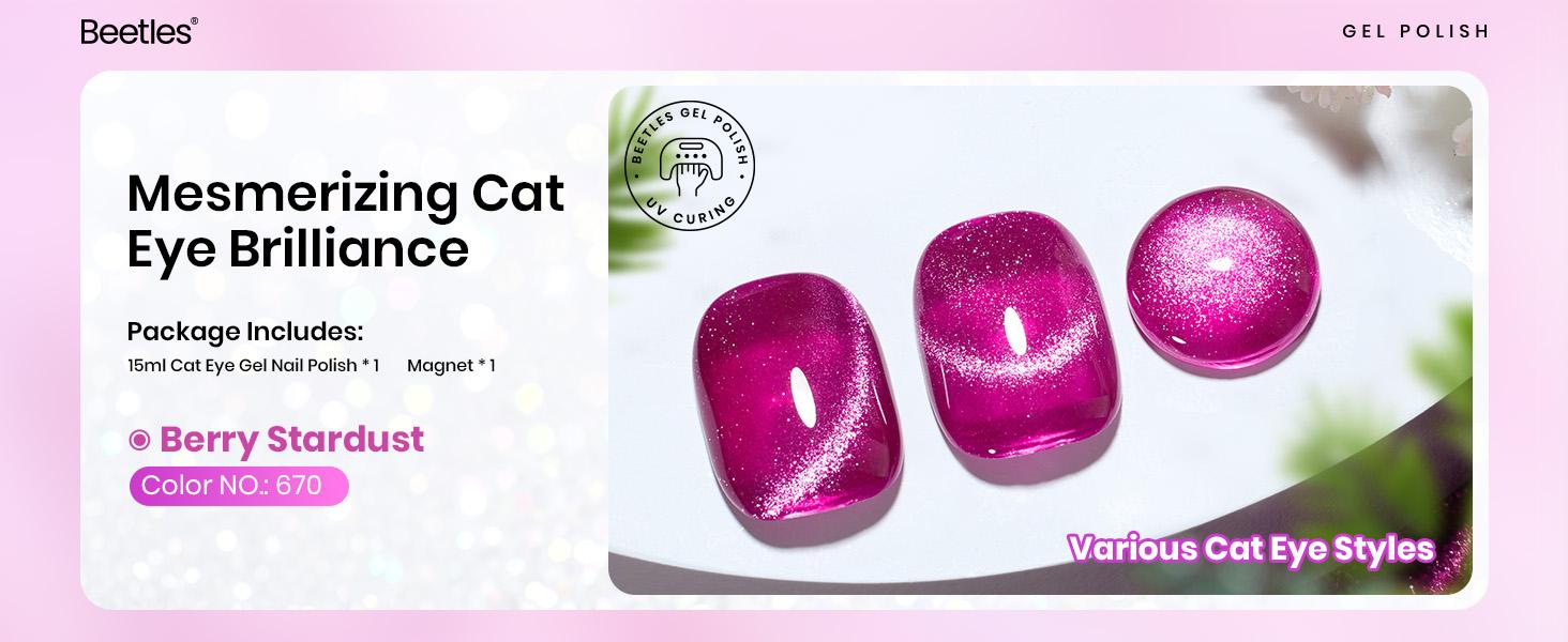 Beetles Cat Eye Gel Polish, 15ML Cat Eye Glitter Gel Polish with Magnet Soak Off UV Shimmer Velvet Gel  French Nail Art Manicure Gifts for Women