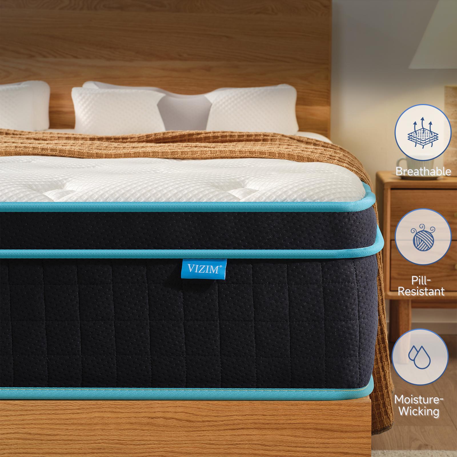 Twin Full Queen Size Mattress Outlet,10 Inch & 12 Inch Hybrid Mattress with Memory Foam & Individual Pocket Springs for Pressure Relief & Motion Isolation Medium Firm,CertiPUR-US Certified,Breathable & Supportive,Comfortable Sleep,Made in USA