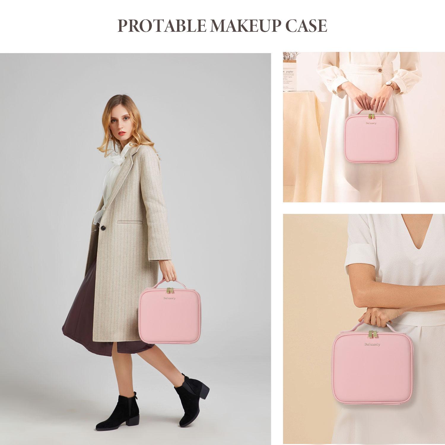 Behaesty Leopard Print 3-in-1 LED Vanity Makeup Bag with 3 Detachable Mirrors & Adjustable Dividers for Travel Desk or Dorm USB Rechargeable Stylish Organizer Handheld Cosmetic Pouch TikTokShopBlackFriday