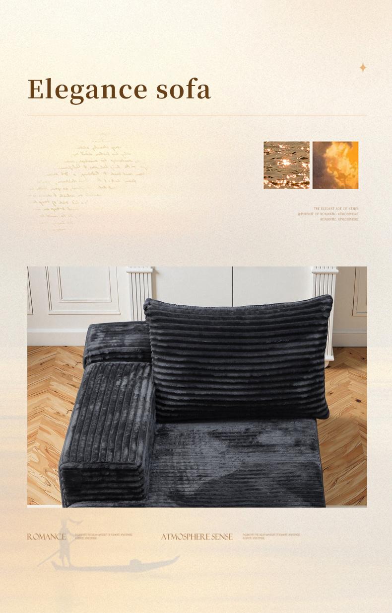 Extra-Large Boneless Cloud Chair Comfy Modern Foam Sofa Bed Modern minimalist black velvet lazy person’s sofa, modular design, no armrests, single-seat recliner.