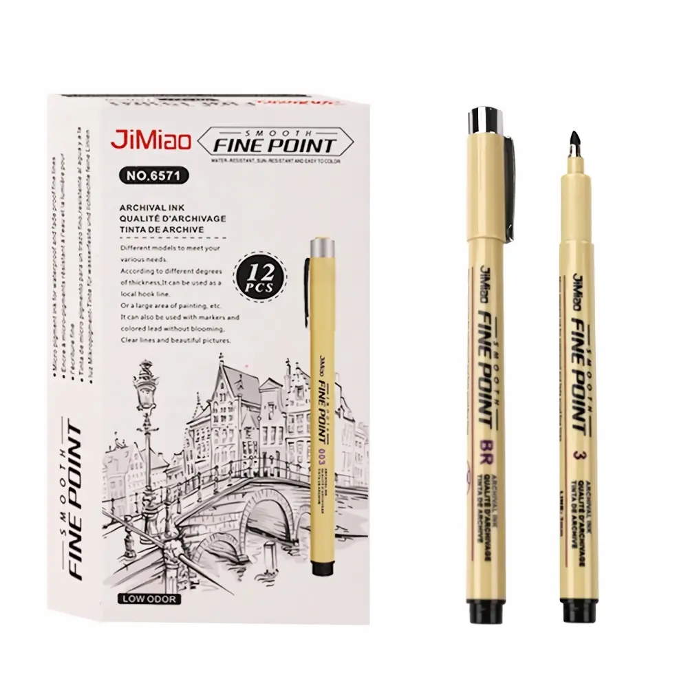 12-Pack Waterproof Sakura Needle Tip Pens Set, Art Sketching & Design Drawing Pens, Ideal for Artists & Students