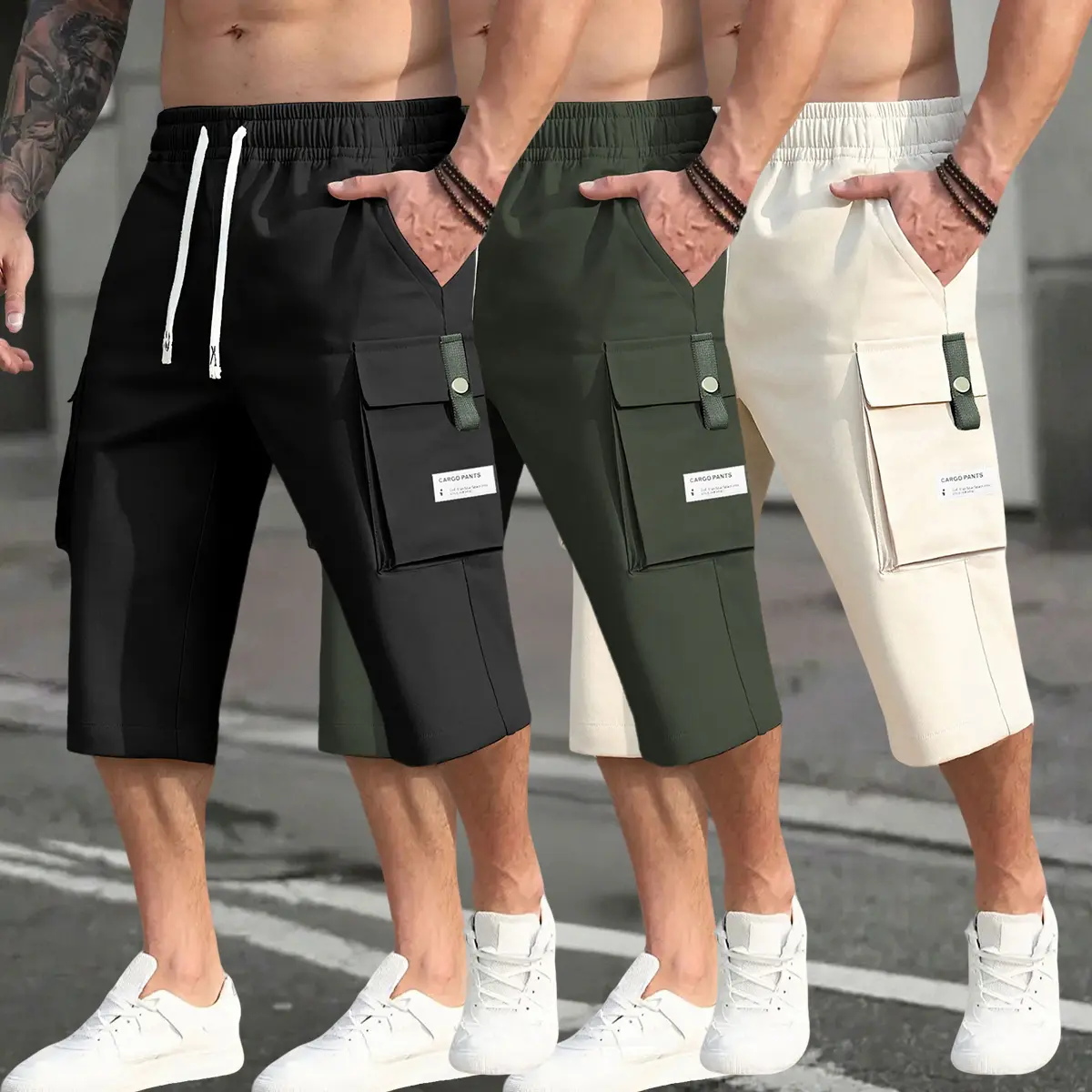 Black + Army Green + Khaki