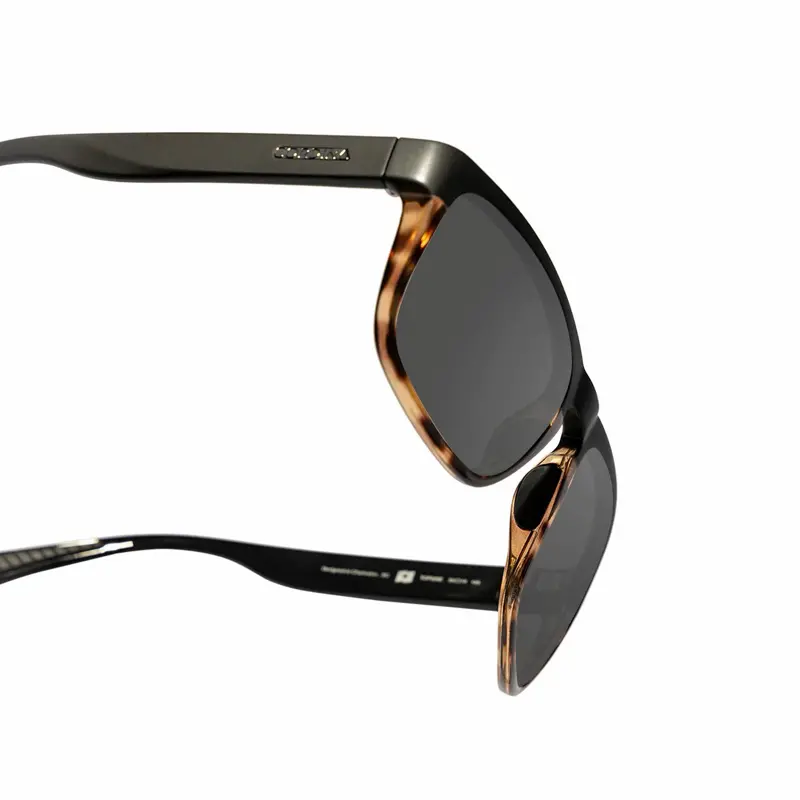 Topside Polarized Sunglasses - Shiny Black Matte Tort - Grey Lens