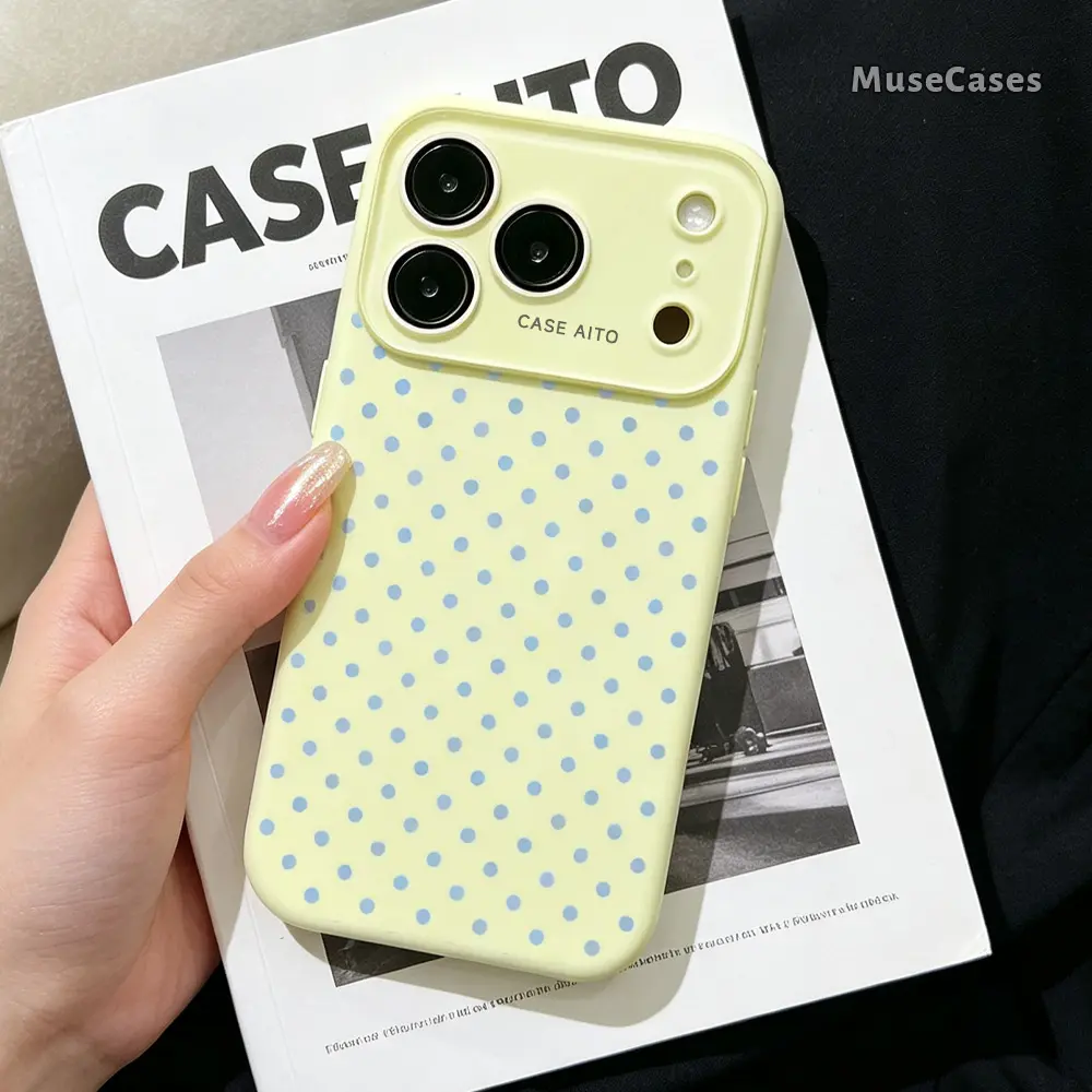 Polka Dot phone case for iPhone 17 16 15 14 13 12 11 Pro Max Plus Air, Macaron Color TPU Soft cover with Full Camera Protection, Cute Protective Anti-Scratch Drop-Resistant Lightweight Trendy Gift Idea SCFYG260729004, Accessories, Phone Accessories, Anti-
