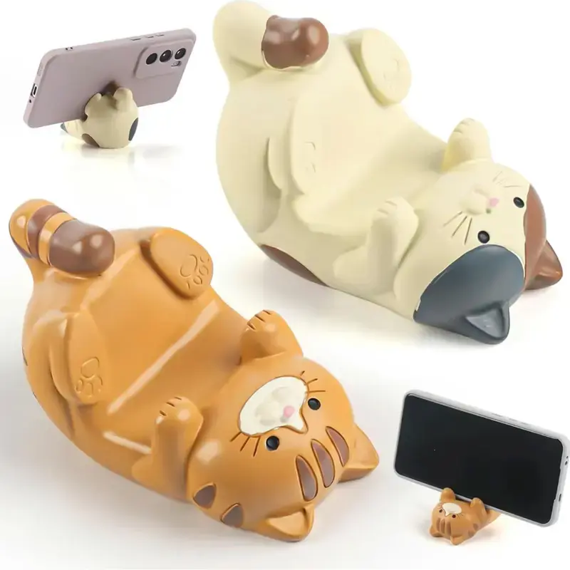 Cute cat phone stand, creative smart phone stand, multi-functional resin desktop organizer, durable bedside table decoration, phone stand, Cellphone Stand, Phone Holder Design