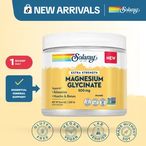 Solaray Extra-Strength Magnesium Glycinate Powder 500 mg for Adults – Unflavored Chelated Magnesium Supplement for Muscle, Bone & Relaxation Support