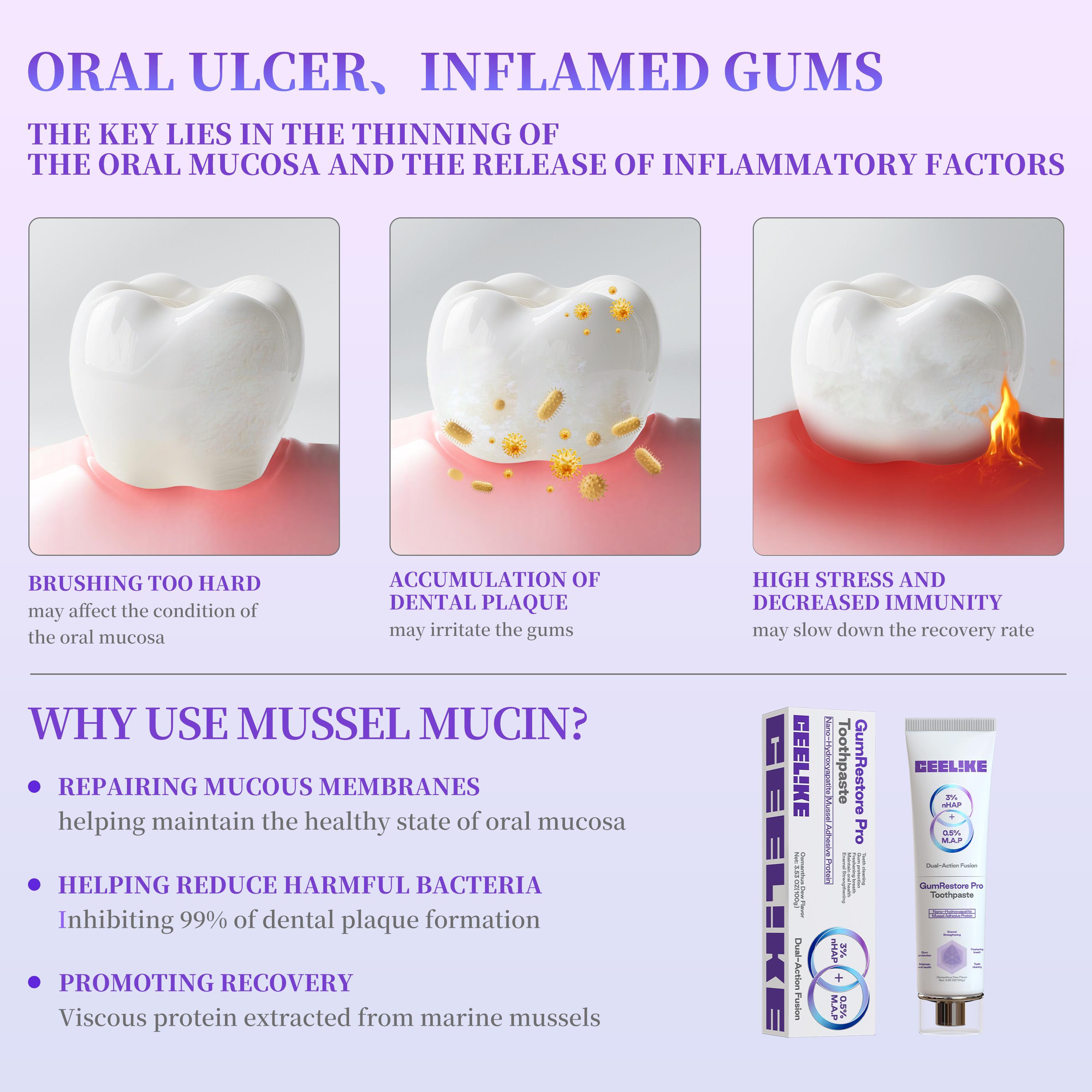 CEELIKE 3 Tubes GumRestore Pro Toothpaste + Toothbrush | Effective Teeth-Cleaning Combo