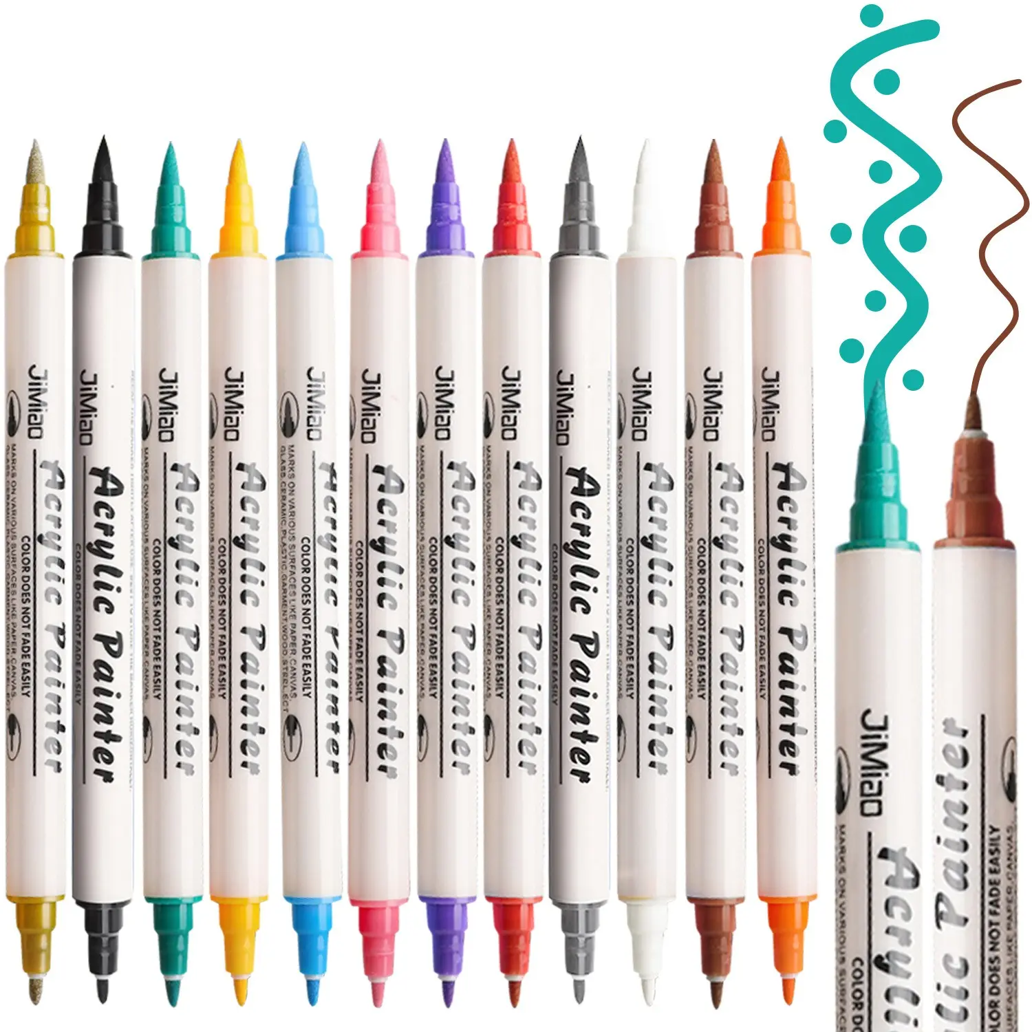 Crafts Offers Acrylic Paint Markers with 1mm Fine Tip & 5mm Soft Brush Tip - Vibrant, Non-Toxic, Odorless, Excellent Coverage for DIY Projects, Illustrations, Paper (Home & Festive Party Supplies, Party Bags & Gifts)
