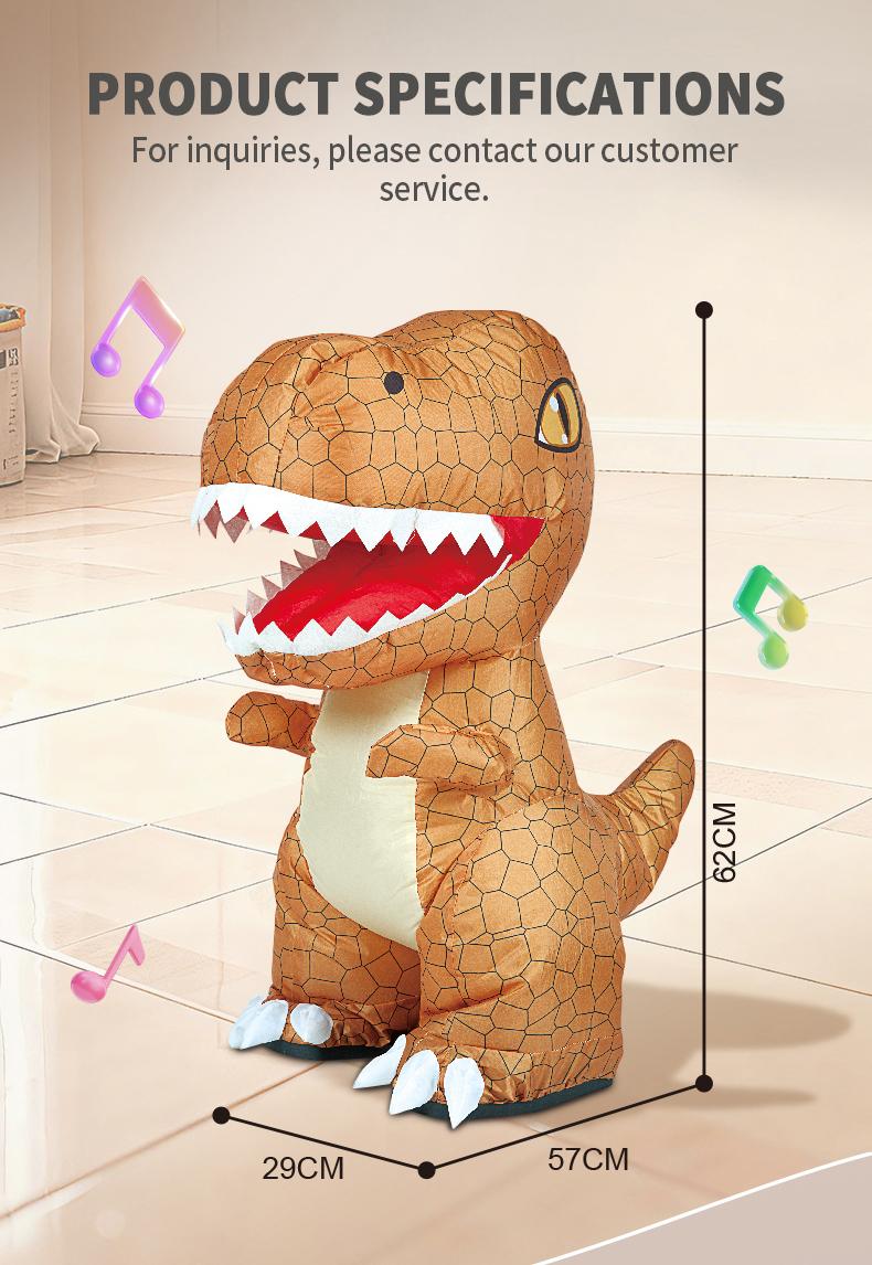 BRRRRT 2.4GHz Remote-Controlled Inflatable T-Rex Dinosaur Toy with Sound & Spinning Features Rechargeable for Indoor & Outdoor Play Green & Brown Options Ideal for Boys Girls and Adults