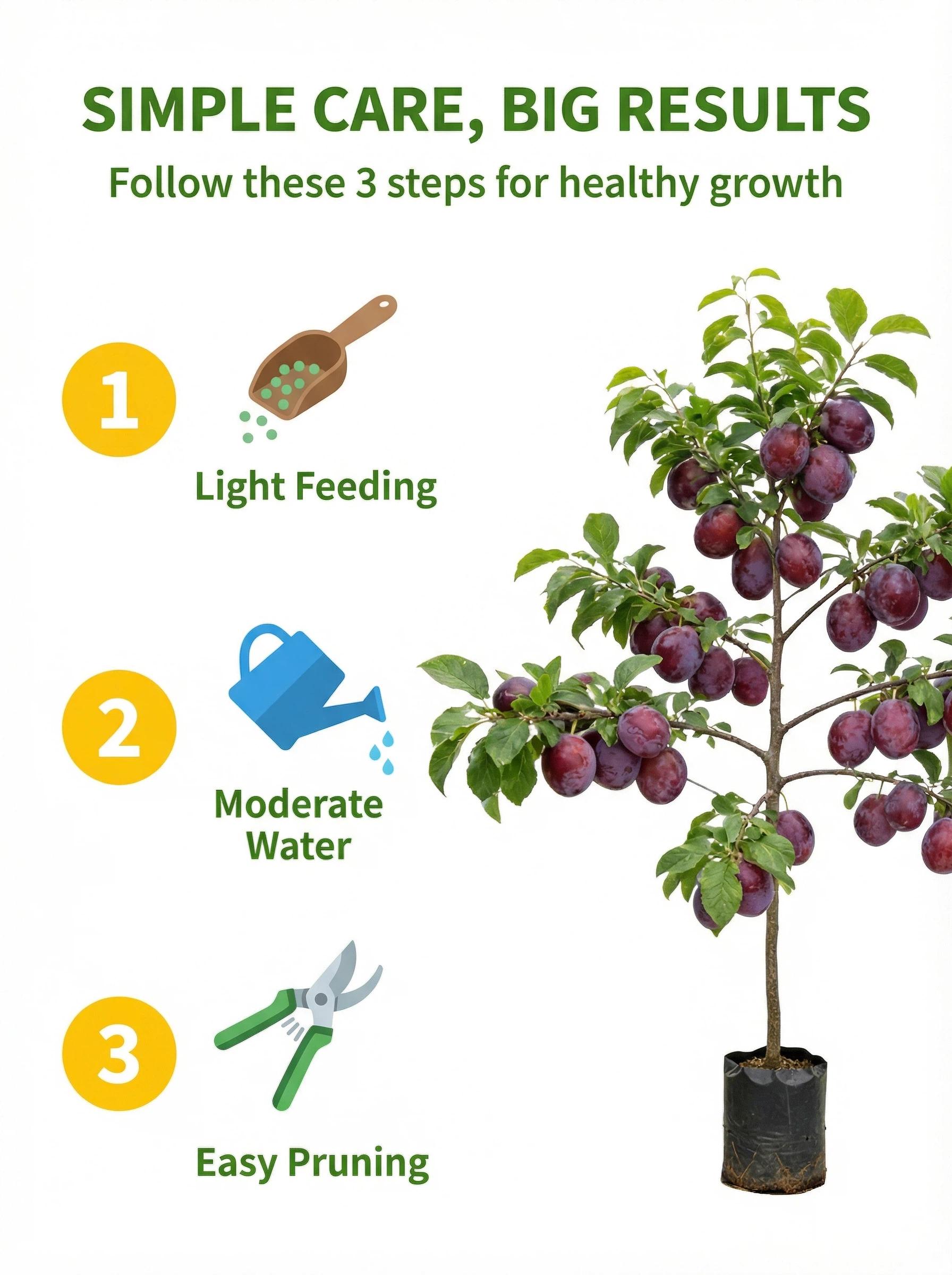 Live Exclusive  Heirloom Non-GMO Grafted Plum Tree Sapling – Live Perennial Fruit Tree for Outdoor Garden & Backyard Planting