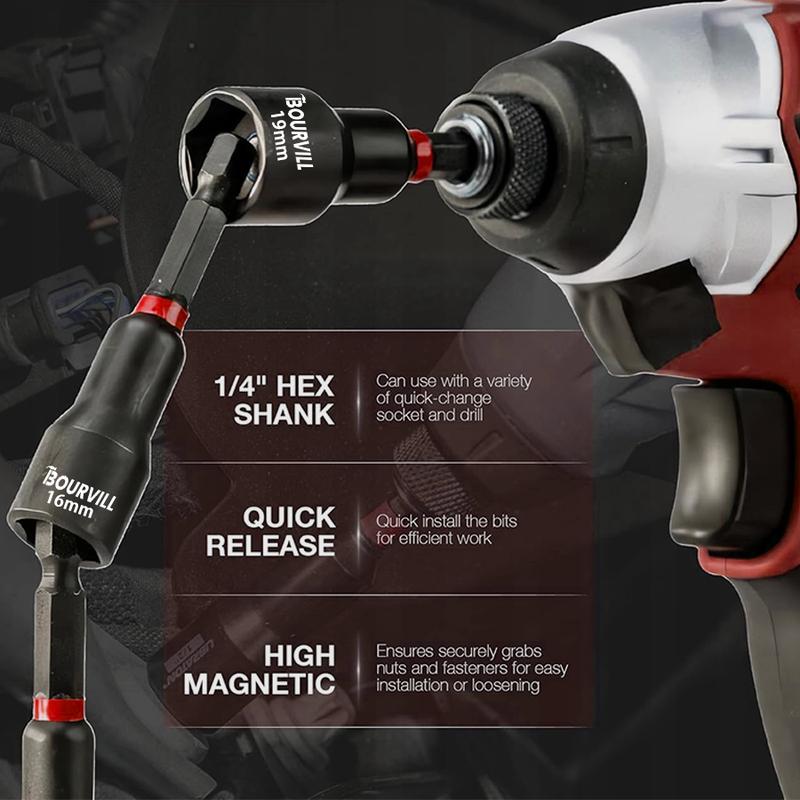 55Pcs Magnetic Impact Nut Driver Set,SAE & Metric Red Storage Case ,Socket Adapters & Quick Release Extension,MechanicEssentials