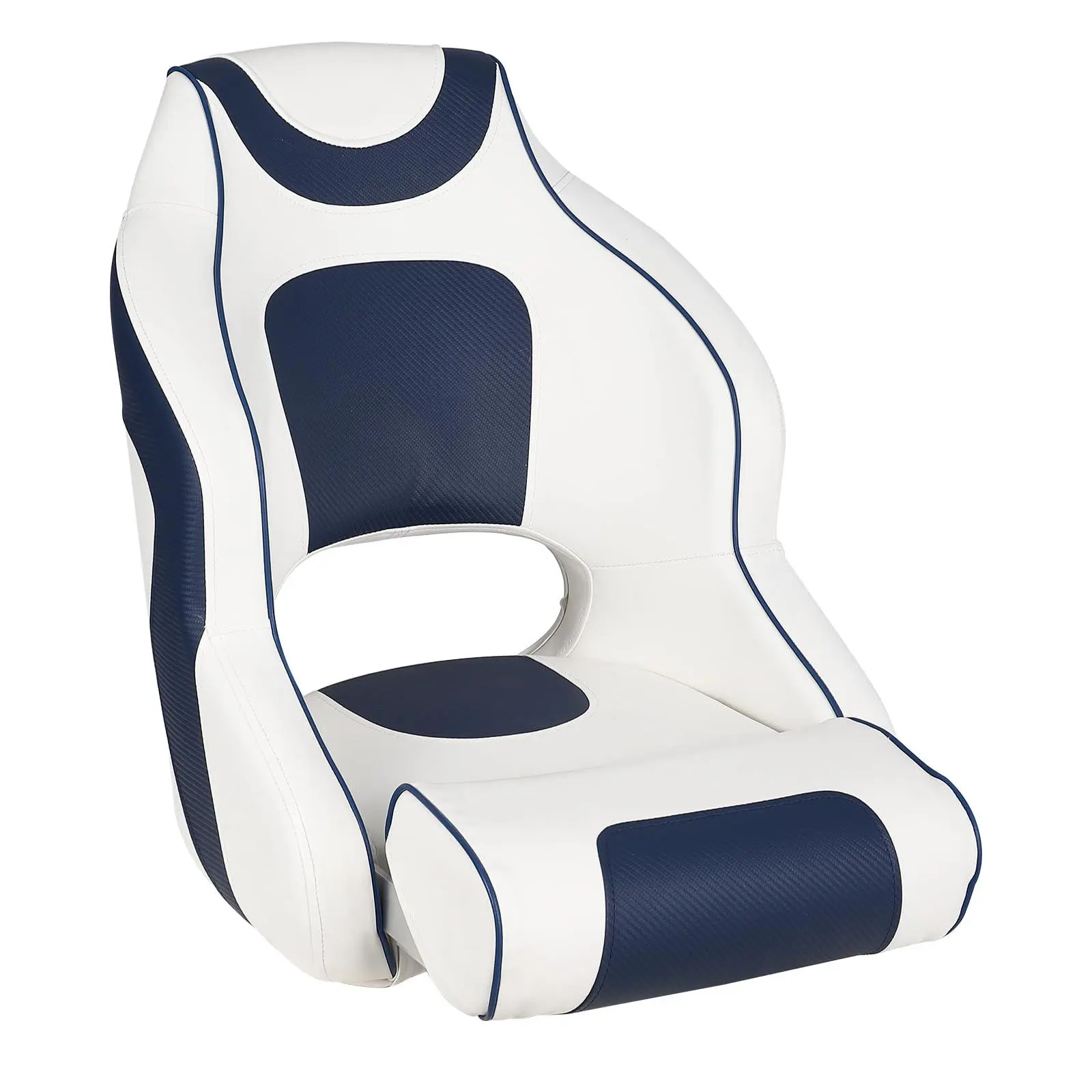 High Back Flip-Up Captain Boat Seat with Armrests - Waterproof Bucket Seat for Fishing and Pontoon Boats, Durable Aluminum Hinges