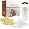 Nose & Ear Hair Removal Hard Wax Kit for Men & Women - 50g Hypo-allergenic Hard Wax Beads, 50 Applicators (20-30 Uses), Pain-Free 3-Min Fast Waxing, Microwave Heat, Safe Easy Cosmetic Body Care Grooming Solution