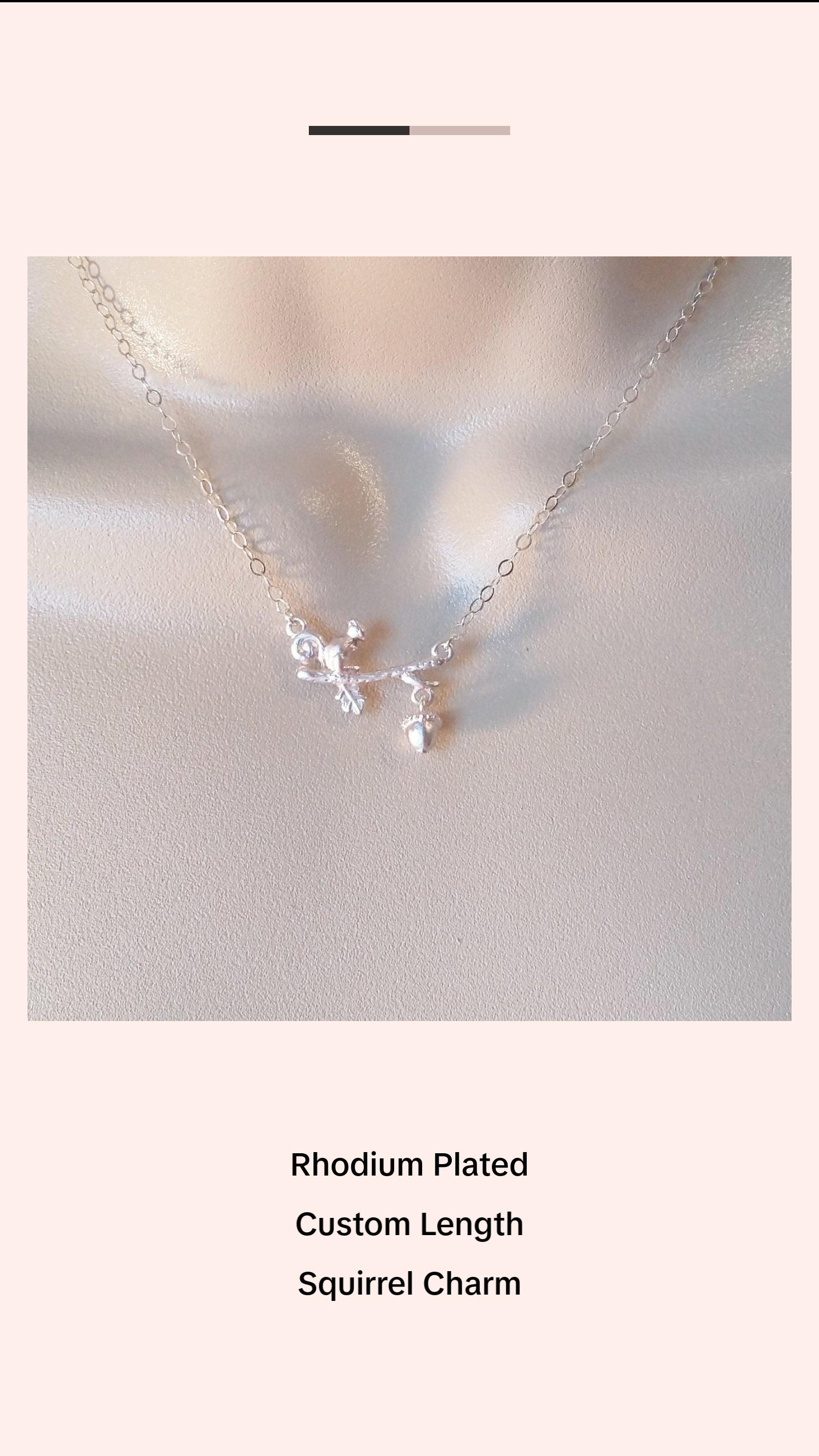 Silver Squirrel Necklace - Squirrel Chasing Acorn Necklace - Bridal Gifts - Fall Jewelry - Wildlife - Christmas Gift - Mothers Day Gift