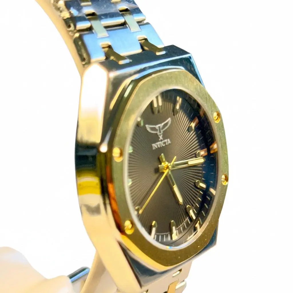 69964 Invicta Mens Specialty 42mm Black Dial Stainless Steel Gold Bezel