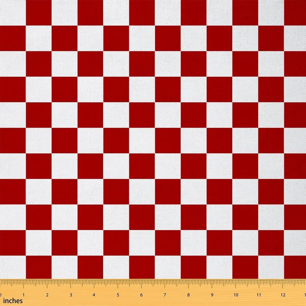 Feelyou Red-White Grid Checkered Medium Weight Polyester Fabric by the Yard - Non-Stretch, Soft, Waterproof, Fun Colors Fabric for Quilting, Sewing, Home Decor (Ideal for Women's Craft Enthusiasts)