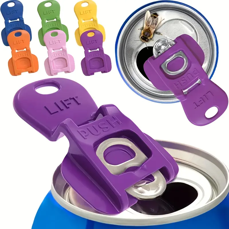 10/20pcs Colored Plastic Can Lid Can Opener - Color Random Can Opener, Kitchen Household Products, Pest Guard for Beer Opening, Dust Protection for Beverage Cans, Suitable for Parties, Barbecues