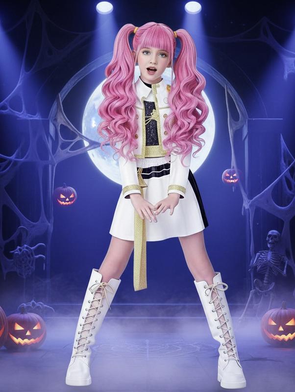 Kpop Demon Hunters Costume Rumi, Halloween Party, K-Pop Demon Hunters Costume Rumi Mira Zoey Outfit Cosplay Accessories, K-Pop Girls Cool Short Sleeve Crop Top Skirt Set, Mira Role Play Costume