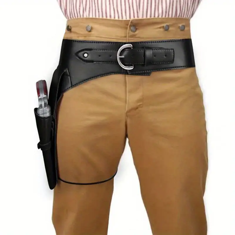 Retro Western Leather Gun Holster and Belt Set - Classic American Cowboy Design, Luxurious Feel, Snug Fit, Role-Play Accessory, Ideal for Halloween Cosplay, Outdoor Gear, Cool Gifts for Guys, Unique Gifts for Man