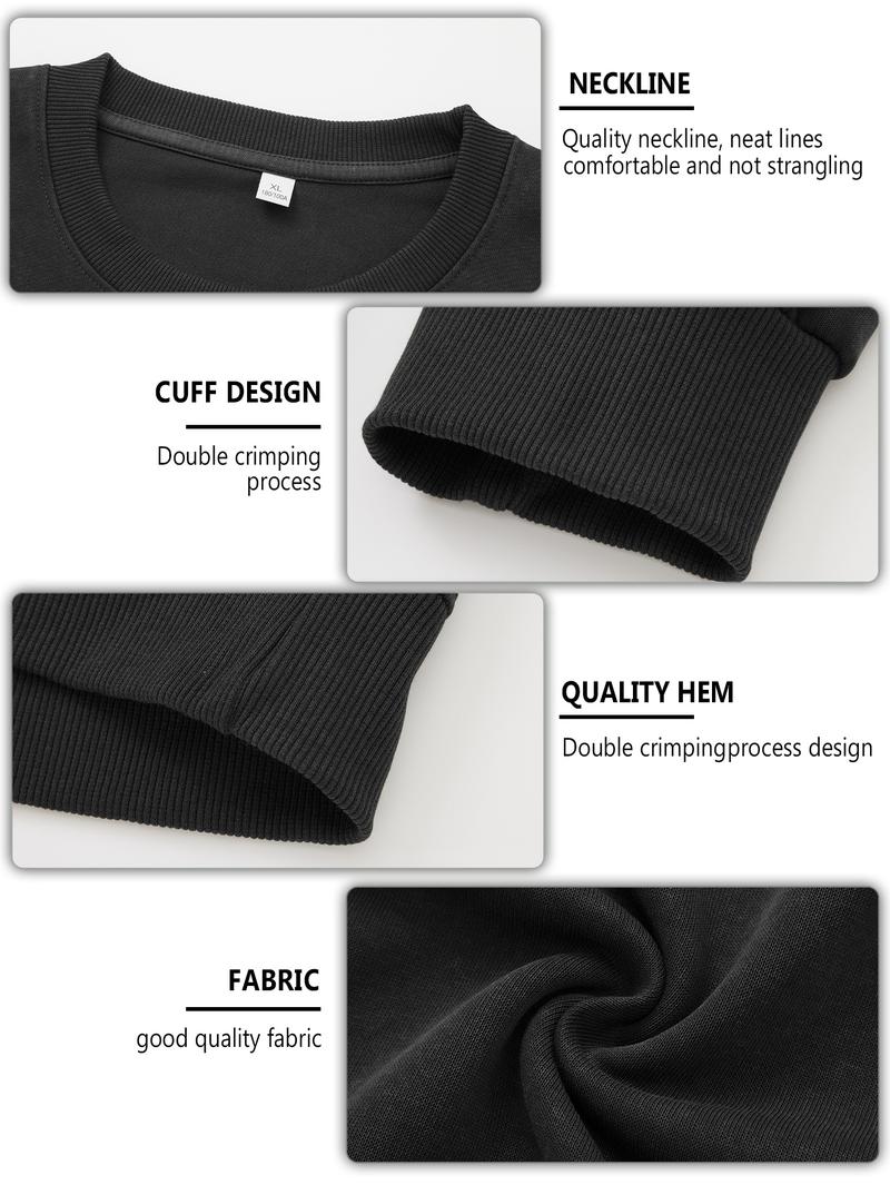 CCCMAI Men's Loose Crewneck Long Sleeve Sweatshirt Vintage Casual Pullover in Multiple Colors Round Neck Top Menswear Plain