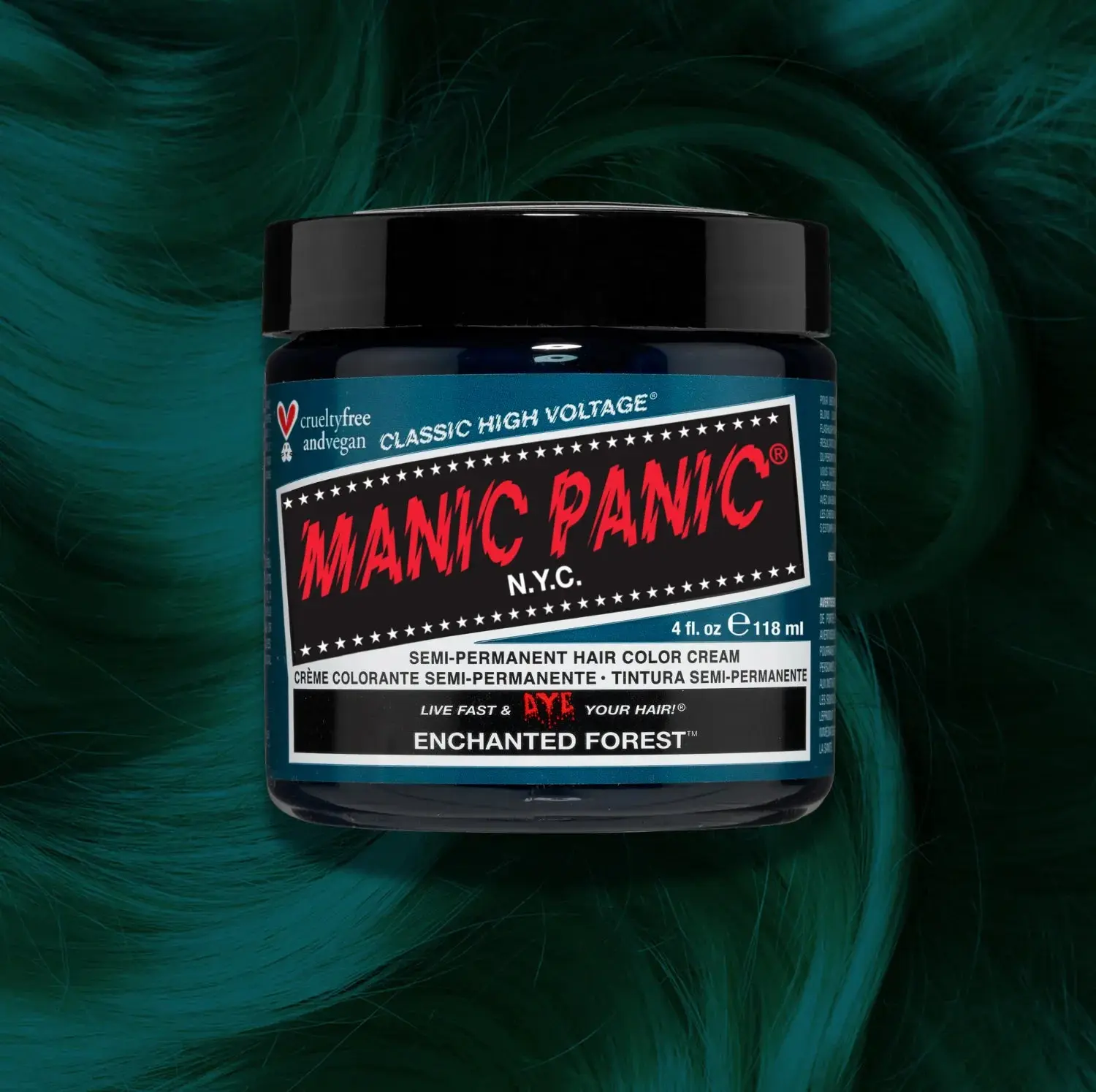 Enchanted Forest® Classic High Voltage® Dark Blue-Green Hair Dye, Permanent Haircare Color with Vibrant Pigment