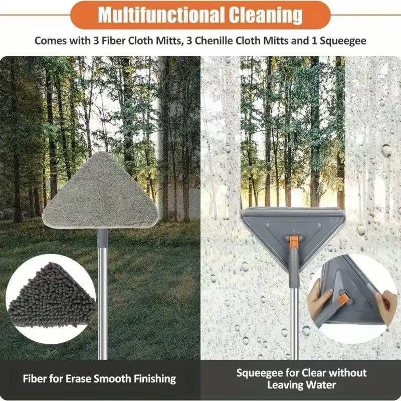 Long Handle Wall Mop & Baseboard Cleaner - Multi-Surface Dusting Tool for Walls, Floors, Baseboards - Wet/Dry Cleaning Mop with Adjustable Handle (Home & Kitchen Use)