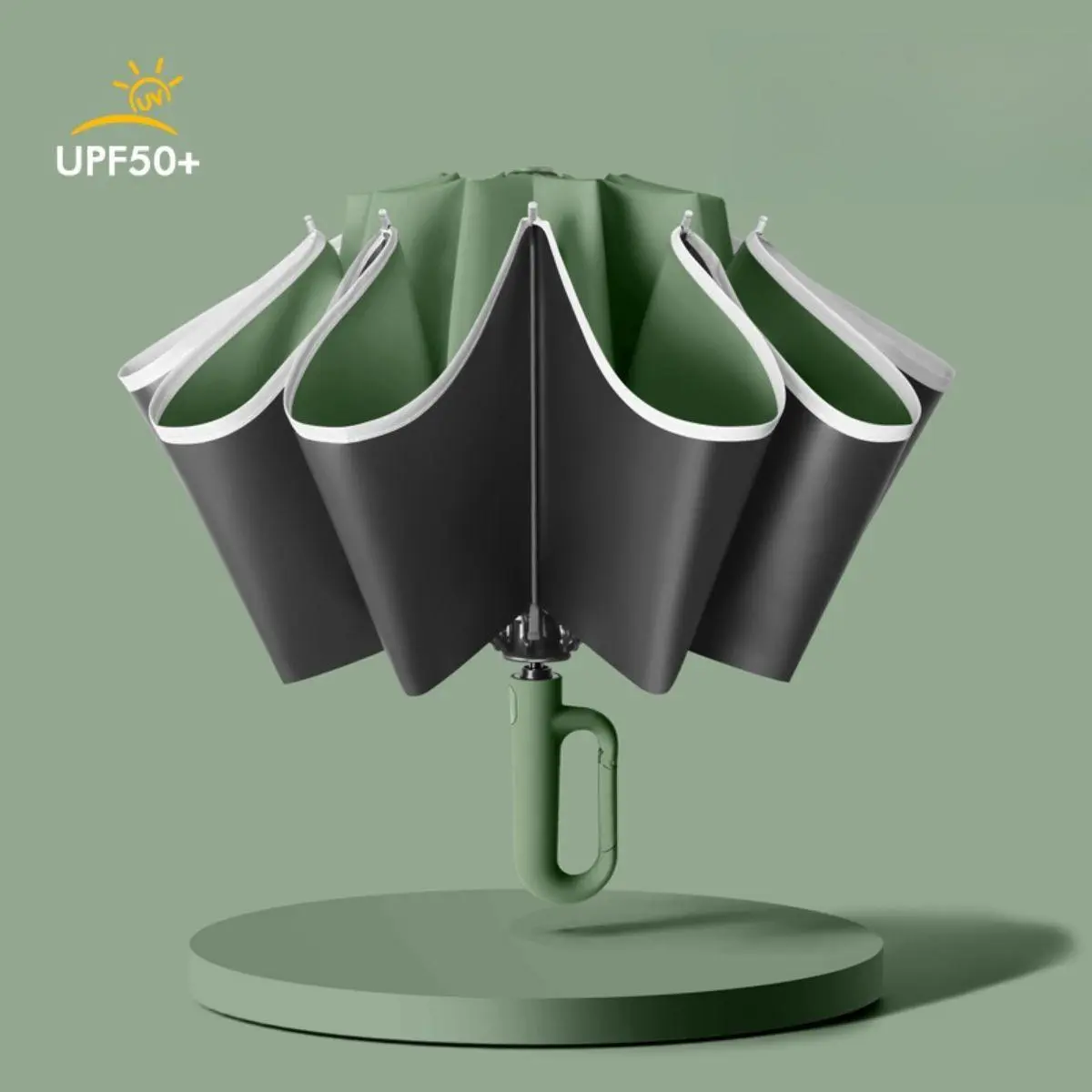Large Auto Open Close Folding Umbrella with Loop Handle, Automatic Folding Umbrella, Waterproof Rainproof Portable Rain Umbrella for Car, Outdoor & Travel