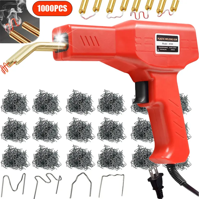 Upgraded Plastic Welder, 1000PCS Staples, Pure Copper Transformer, Rapid Heating, Plastic Welding Kit, Hot Stapler Kit, Plastic Welder Gun Kit, Car Bumper Repair Kit, Plastic Repair Kit(Red)