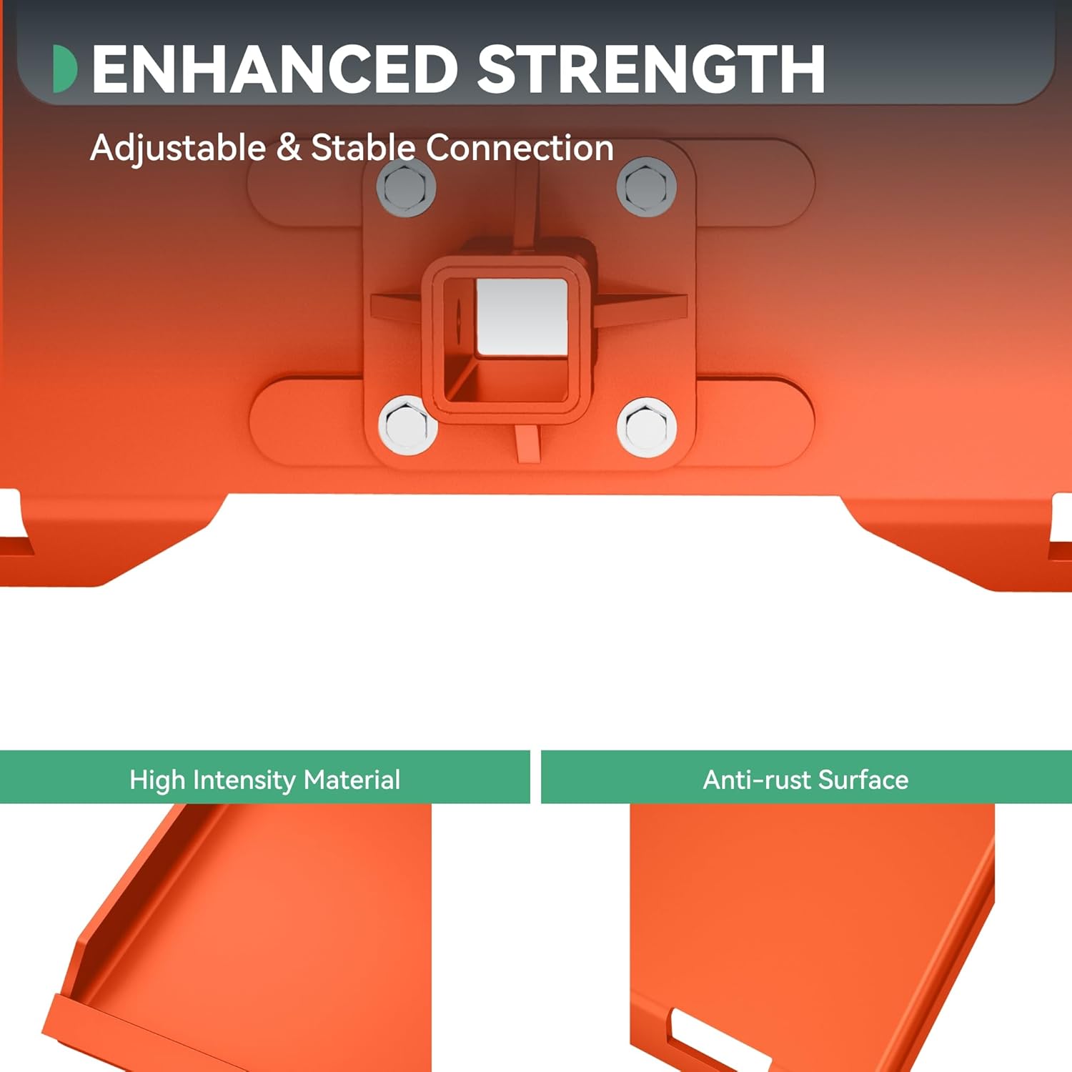 YINTATECH 3/8" Skid Steer Mount Plate with 2" Removable Trailer Hitch Receiver, Thick Skid Steer Plate Attachment, Universal Skid Loader Tractor Quick Attach Plate, Removable, Orange