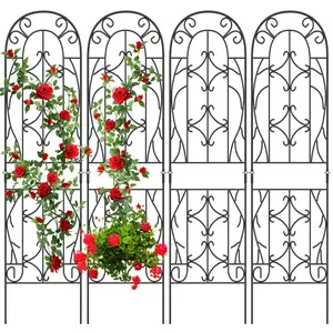 MOPHOTO 4 Pack Garden Trellis for Climbing Plants, 59" x 16" Metal Plant Trellis for Plant Support, Large Decorative Outdoor Trellis for Climbing Vegetable Flower Rose Vine Cucumber