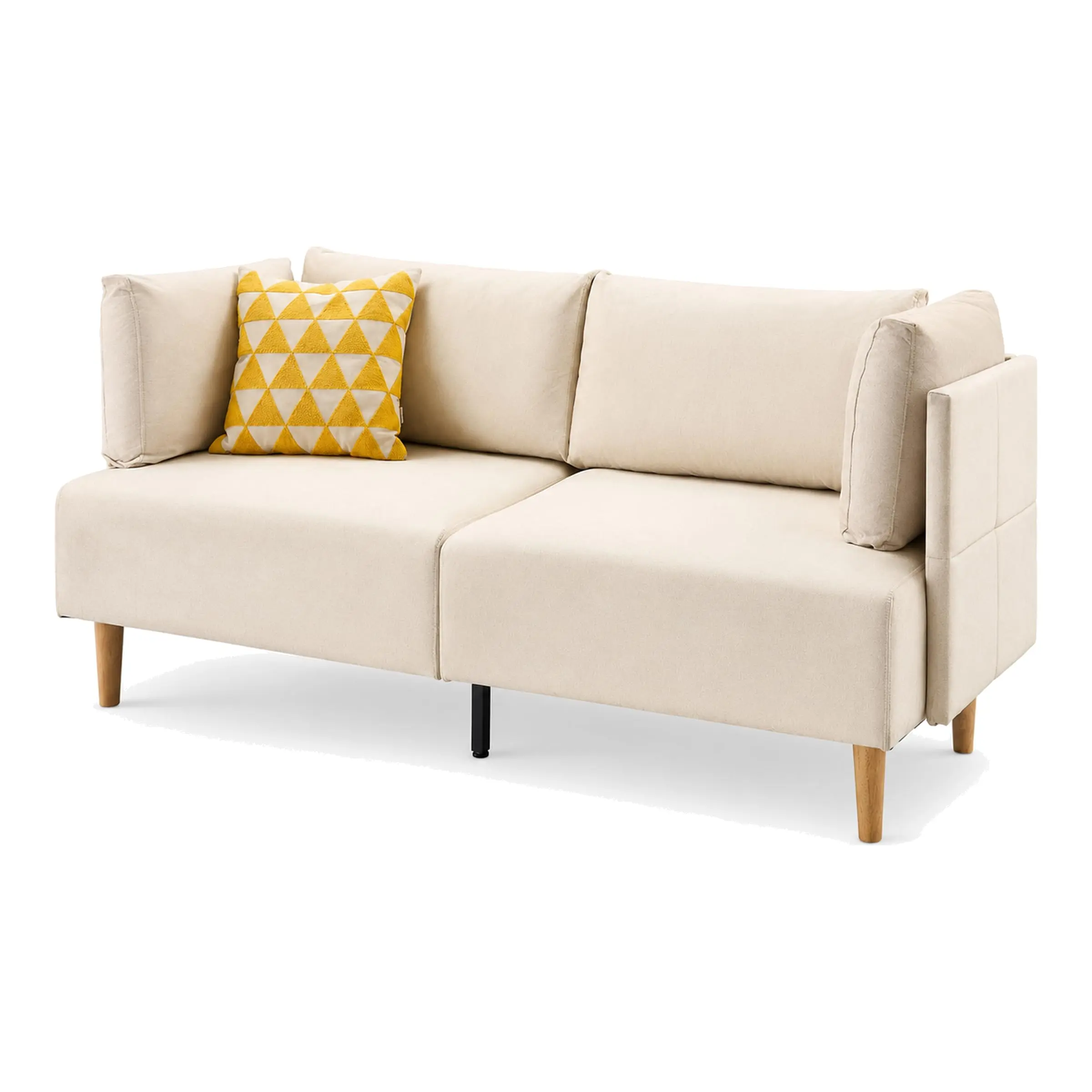 Garvee - Sofá de Dos plazas de Terciopelo Moderno de 2 plazas con 2 Almohadas reposabrazos, cómodo sofá Moderno de Mediados de Siglo para recámara, Oficina, Departamento, Color Beige