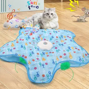 Interactive Cat Toys Rechargeable,Durable Hide and Seek Cat Toys with Moving Concealed Feathers, Automatic Cat Kitten Toy for Indoor Bored Adult Cats
